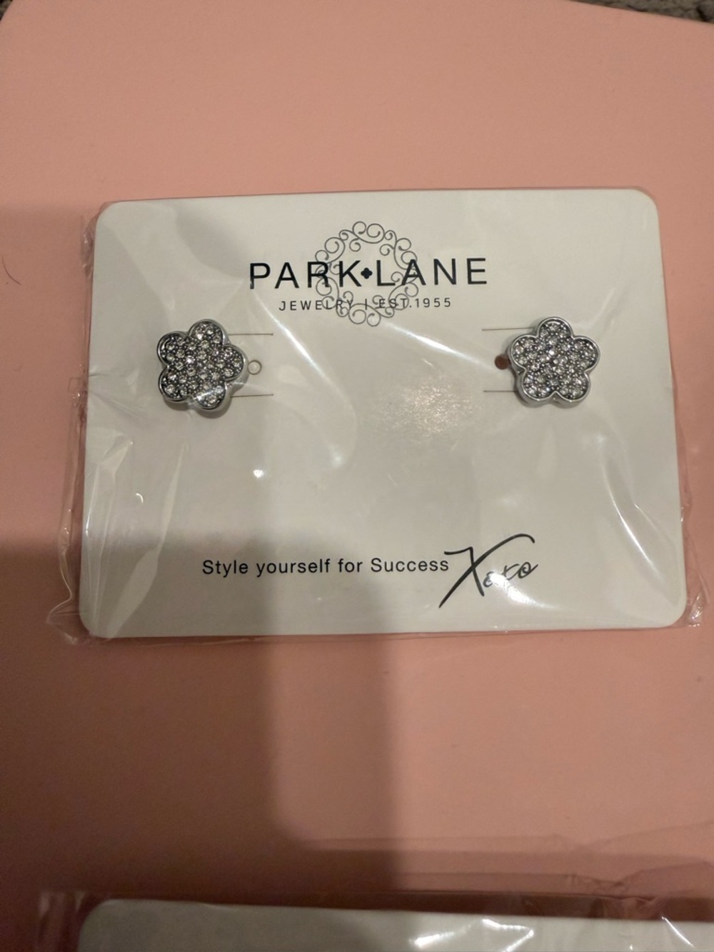 Park Lane Silver Crystal Flower Stud Earrings